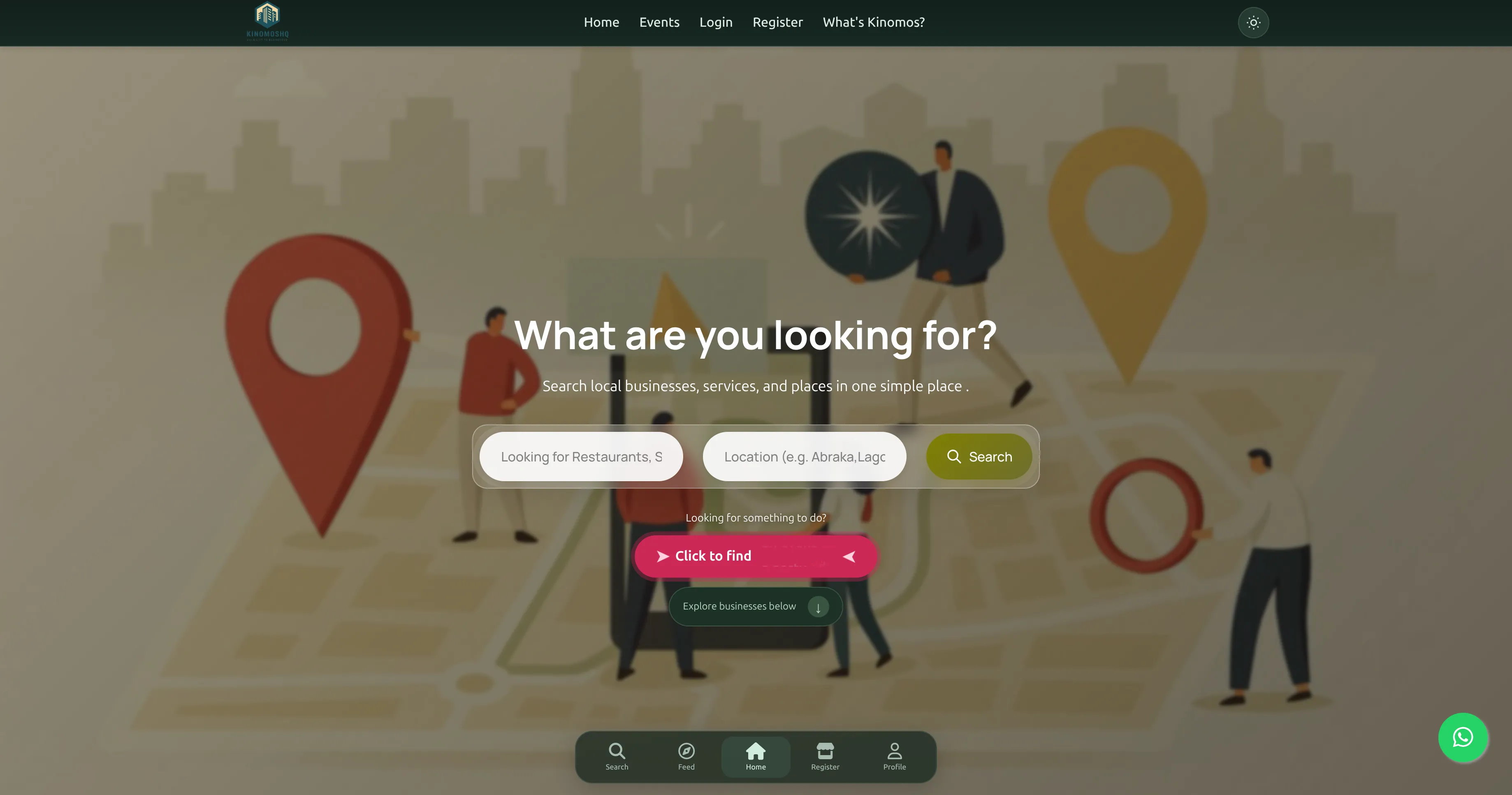 Home page on desktop